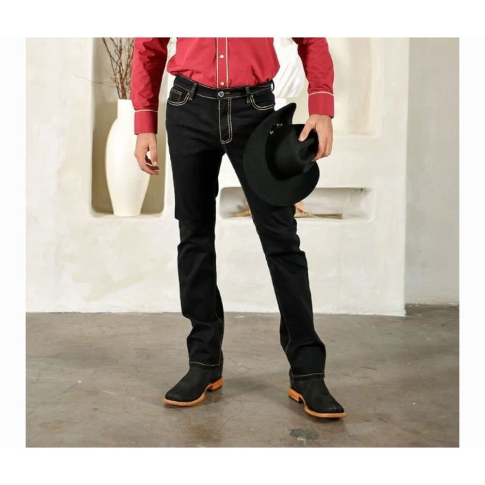 Ace of Diamonds Men's Black Denim Straight Leg Jeans w Silver Stitching  29 x 30